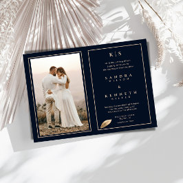 Einfaches und elegantes Navy Blue Foto Gerahmt Hoc Einladung