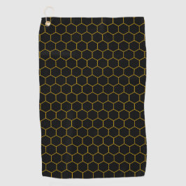 Einfaches und elegantes Wabenmuster schwarz gelb Golfhandtuch