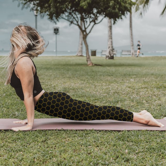 Einfaches und elegantes Wabenmuster schwarz gelb Leggings (Von Creator hochgeladen)