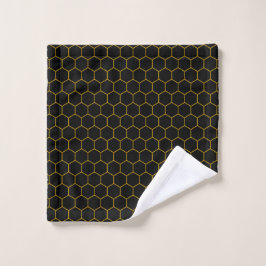 Einfaches und elegantes Wabenmuster schwarz gelb Waschlappen