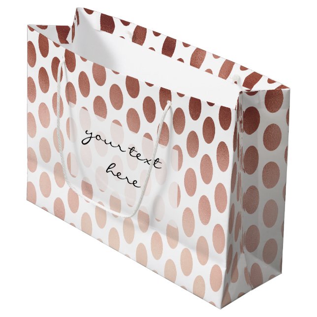 einfaches und klares Rosengoldpolka-Punktmuster Große Geschenktüte (Vorderseite Schrägansicht)