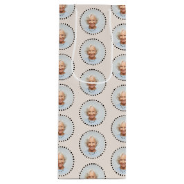 Einfaches und Niedlich bearbeitbares Round-Foto Po Geschenktüte Für Weinflaschen