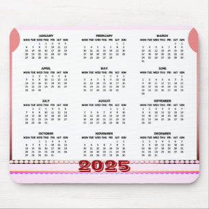Einfaches und Niedliches Kalenderjahr 2025 Mousepa Mousepad
