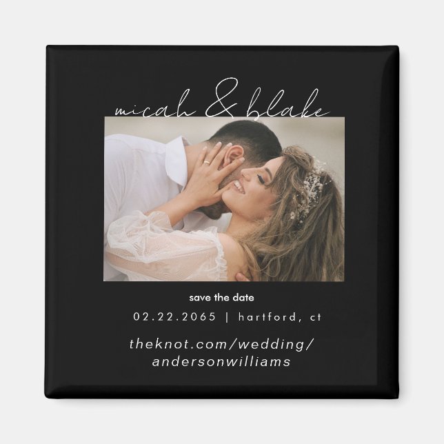 Einfaches und schlankes Foto Schwarze Hochzeit Sic Magnet (Vorne)