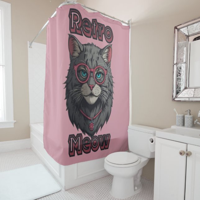 Einfaches und stilvolles Design der Gray Cat Art Duschvorhang (Beispiel)