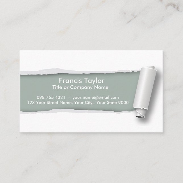 Einfaches, ursprüngliches Grau zerriss Visitenkarte (Vorderseite)