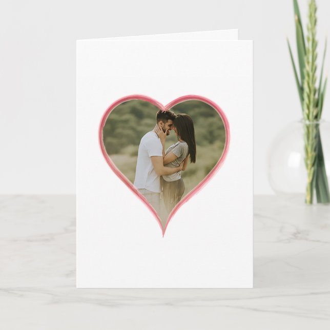 Einfaches Valentinstag Herz Foto Feiertagskarte (Vorderseite)