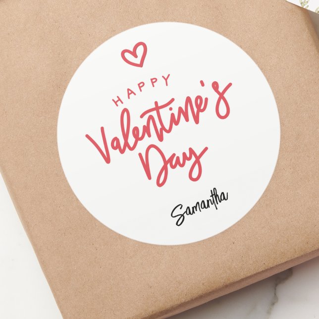 Einfaches Valentinstagsgeschenk Runder Aufkleber (Von Creator hochgeladen)