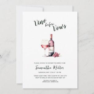 Einfaches Vino vor Vows Red Wine Brautparty Einladung