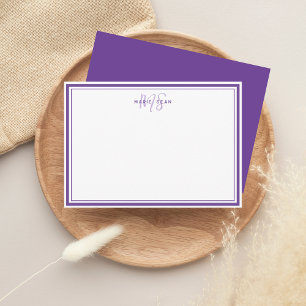Einfaches Violett Minimalistisches Monogramm Zwei  Mitteilungskarte