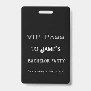 Einfaches VIP-Pass für Black Bachelor Party Ausweis