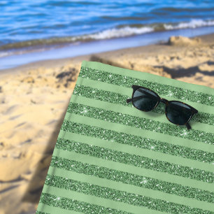Einfaches Waldgrün-Glitter-Style-Streifenmuster Strandtuch