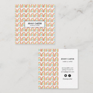 Einfaches Wasserfarben-Rainbows-Muster Cool Quadratische Visitenkarte