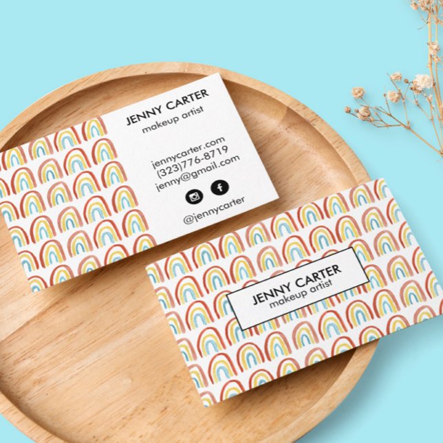 Einfaches Wasserfarben-Rainbows-Muster Cool Visitenkarte (Von Creator hochgeladen)