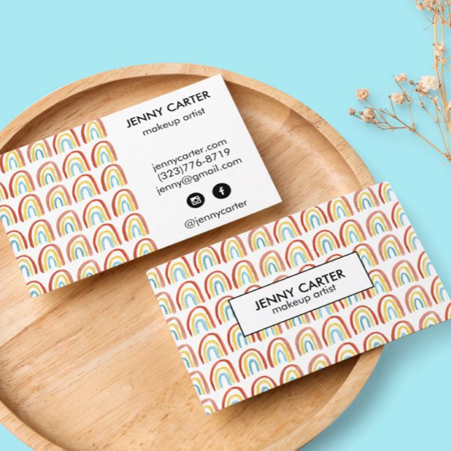 Einfaches Wasserfarben-Rainbows-Muster Cool Visitenkarte (Von Creator hochgeladen)