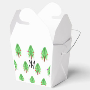 Einfaches Wasserfarben-Weihnachtsmuster mit Monogr Geschenkschachtel