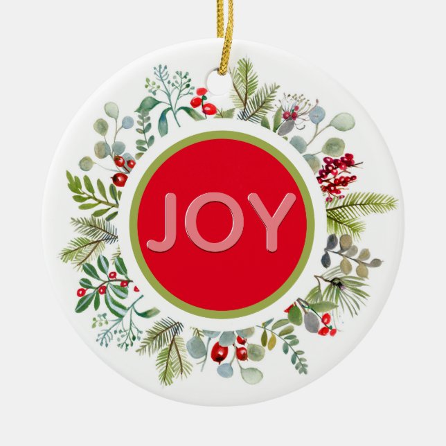 Einfaches Wasserfarbenreath - individualisierbares Keramik Ornament (Vorne)