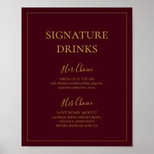 Einfaches Weihnachten Rotes Signature-Drinks-Sch Poster