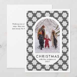 Einfaches Weihnachts-Schneeflocken-Muster Familien Feiertagskarte