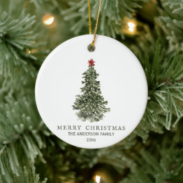 Einfaches Weihnachtsbaum Foto Jahr Keramik Ornament