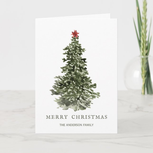 Einfaches Weihnachtsbaum in Wasserfarbe Karte (Vorderseite)