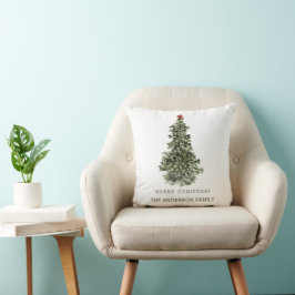 Einfaches Weihnachtsbaum in Wasserfarbe Kissen
