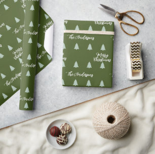 Einfaches Weihnachtsbaum Monogram Wrapping Paper Geschenkpapier