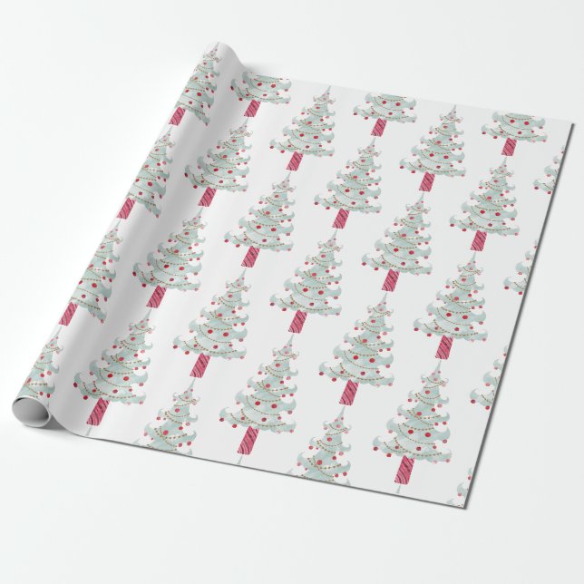 Einfaches Weihnachtsbaum-Muster  Geschenkpapier (Ungerollt)