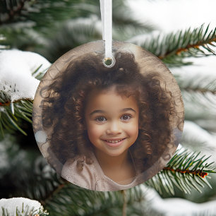 Einfaches Weihnachtsgeschenk mit Kinderfoto Ornament Aus Glas