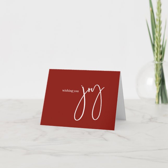 Einfaches Weihnachtsgeschenk - Rotes White Script Feiertagskarte (Vorderseite)