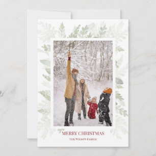 Einfaches Weihnachtsgrün-Foto Feiertagskarte
