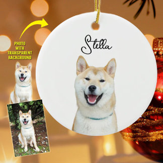 Einfaches Weihnachtshund-Foto Keramik Ornament
