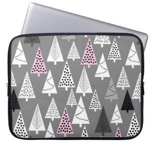 Einfaches Weihnachtsmuster. Abstrakt grau-weiß Laptopschutzhülle