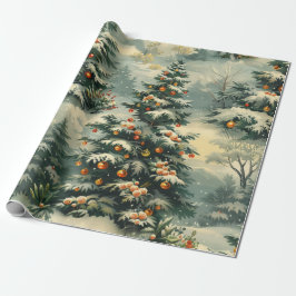 Einfaches Weihnachtsschnee bedeckt Weihnachtsbaum Geschenkpapier
