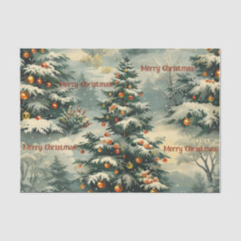 Einfaches Weihnachtsschnee bedeckt Weihnachtsbaum Seidenpapier