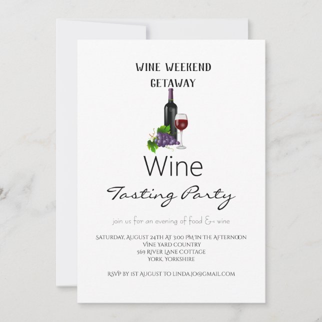 Einfaches Weinwochenende Weinkultur und Erde Party Einladung (Vorderseite)