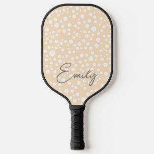 Einfaches weißes gepunktetes Muster auf pfirsichfa Pickleball Schläger