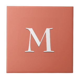 Einfaches weißes MONOGRAMM auf der Terracotta Fliese