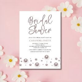 Einfaches Weißes Perl-Brautparty Einladung