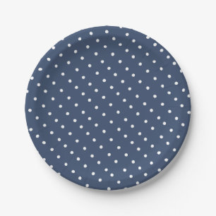 Einfaches, weißes und blaues Polka-Dot-Muster Pappteller