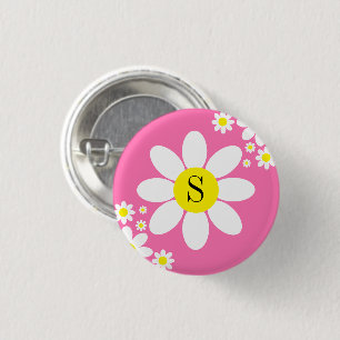 Einfaches weißes und Hot-Pink-Design Button