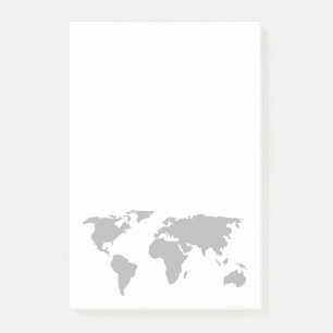 Einfaches Weltkartendesign Post-it Klebezettel