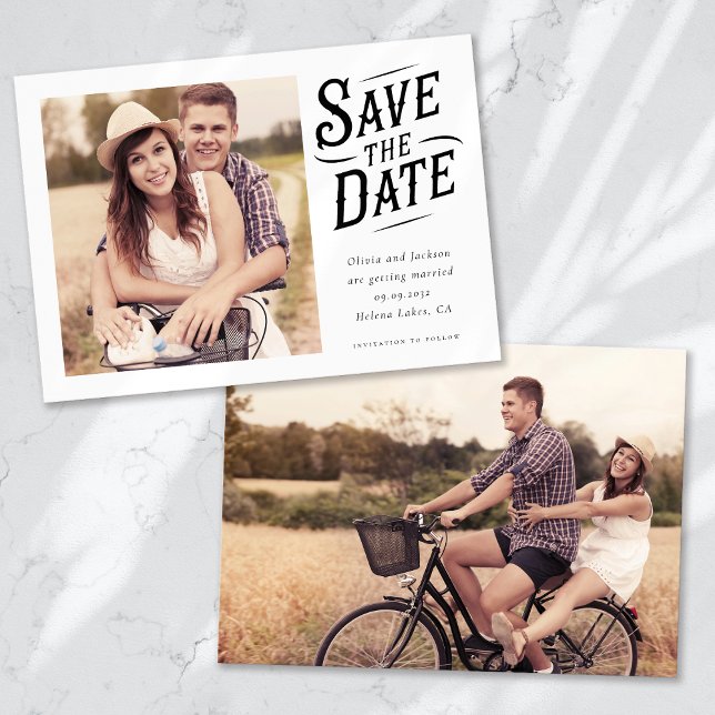 Einfaches Western Typografie-Foto Save The Date (Von Creator hochgeladen)
