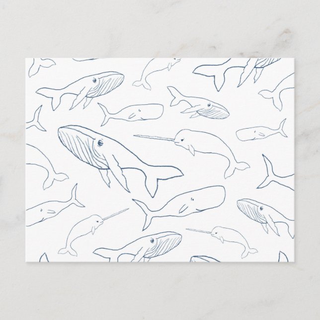 Einfaches Whale Parade Muster Postkarte (Vorderseite)