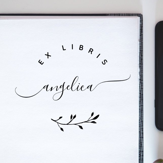 Einfaches Whimsical Script Minimalistisch Ex Libri Gummistempel (Von Creator hochgeladen)
