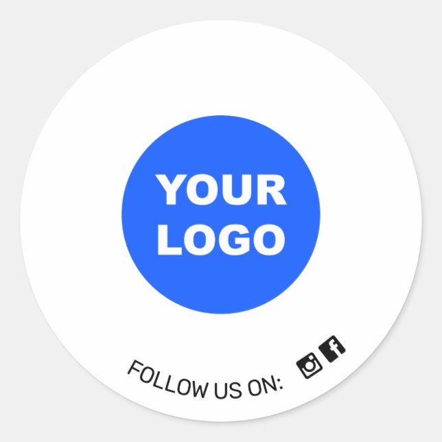 Einfaches White Add Your Logo Social Media Icon Runder Aufkleber (Vorderseite)