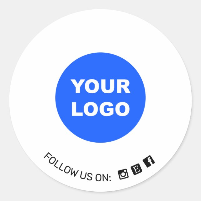 Einfaches White Add Your Logo Social Media Icon Runder Aufkleber (Vorderseite)