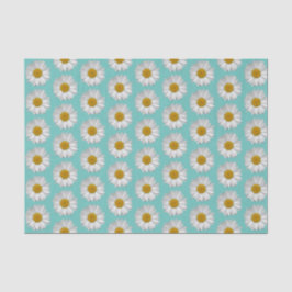 Einfaches White Daisy-Blume-Muster auf Aquamarin Seidenpapier