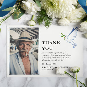 Einfaches White Dove Foto Beerdigung Beileid Dankeskarte