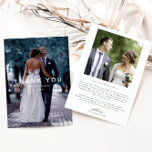 Einfaches White Overlay-Foto Hochzeitskennzeichen Dankeskarte<br><div class="desc">Einfache und elegante Hochzeit danke Ihnen Vorlage Postkarte mit einem Text,  der danke auf Ihrem Foto sagt. Sie können ein zweites Bild auf der Rückseite der Karte mit einer bearbeitbaren Meldung hinzufügen.</div>